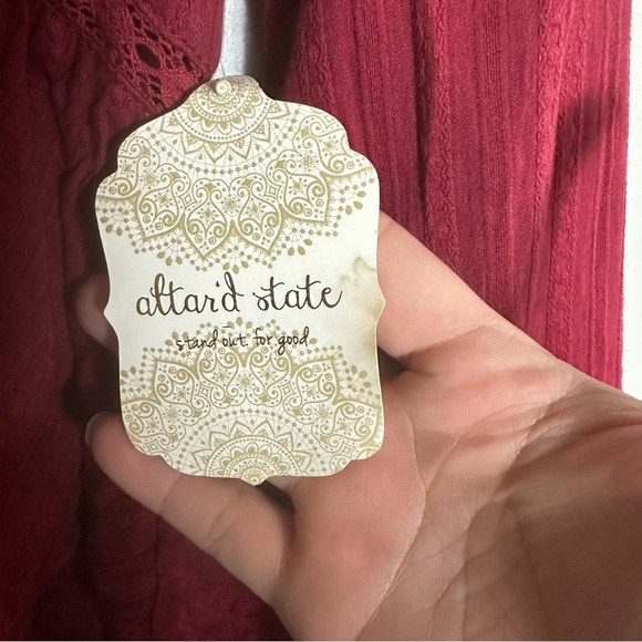 Altrd State Maroon Cotton Long Sleeve Blouse Peasant Top NEW NWT - Picture 6 of 11